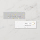 シックな金ゴールドの水玉模様パターン灰色の小型名刺 スキニー名刺 (正面/裏面)