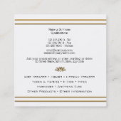 シックな金ゴールドの白いワシの頂上のminimilistのタバコ スクエア名刺 (裏面)