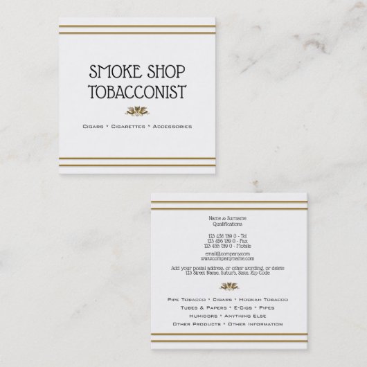 シックな金ゴールドの白いワシの頂上のminimilistのタバコ スクエア名刺 (正面/裏面)