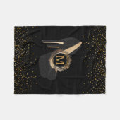 シックな金ゴールドの紙吹雪のモノグラム|のハイヒールの黒 フリースブランケット (正面(横))