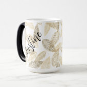 シックな金ゴールドの羽パーソナライズされた根 モーフィングマグカップ (正面左)