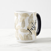 シックな金ゴールドの羽パーソナライズされた根 モーフィングマグカップ (正面右)