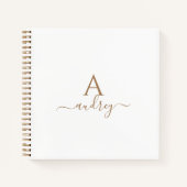 シックな金ゴールドエレガントシグネチャミニマモノグラムのリスト ノートブック (正面)