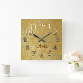 シックな金ゴールドカスタマイズ可能な正方形の壁時計 スクエア壁時計 (ホーム)