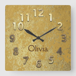 シックな金ゴールドカスタマイズ可能な正方形の壁時計 スクエア壁時計