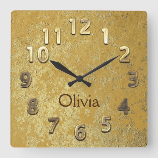 シックな金ゴールドカスタマイズ可能な正方形の壁時計 スクエア壁時計 (正面)