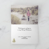 シックな金ゴールドクリスマスツリーとフォトホリデー シーズンカード (内部)