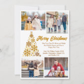 シックな金ゴールドクリスマスツリーファミリーフォトコラージュ シーズンカード (正面)