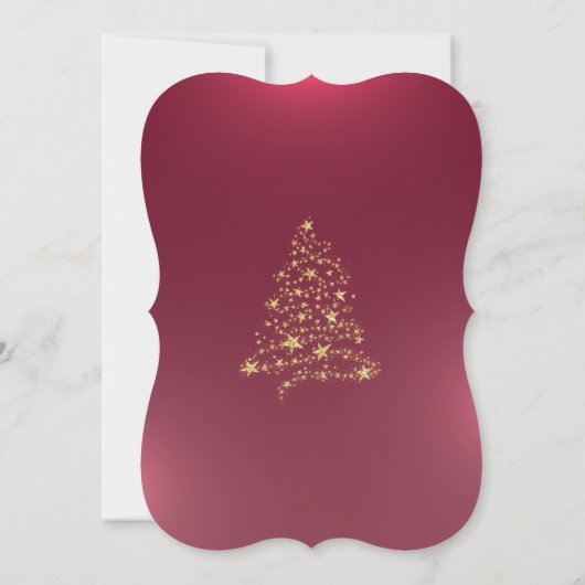シックな金ゴールドクリスマスツリー、ボウクリスマスパーティー 招待状 (裏面)