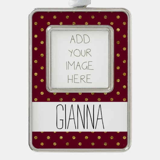 シックな金ゴールドグラスとピンクのドット シルバープレートフレームオーナメント (正面)