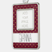 シックな金ゴールドグラスとピンクのドット シルバープレートフレームオーナメント (左)