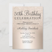 シックな金ゴールドグラデーショングリッターメタリック50歳の誕生日 招待状 (正面)