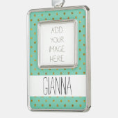 シックな金ゴールドグラムアンドミントドット シルバープレートフレームオーナメント (左)