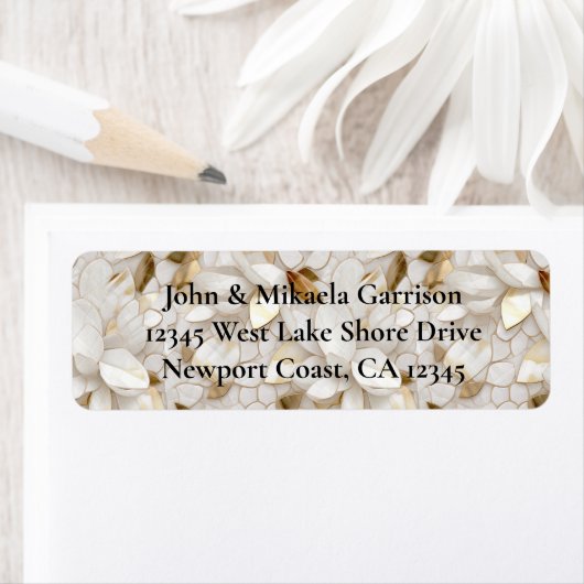 シックな金ゴールドグラムホワイトロータスフラワー ラベル (インサイチュ)