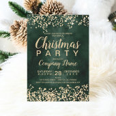 シックな金ゴールドグリッターグリーン企業のクリスマスパーティー 招待状