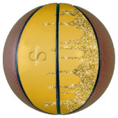 シックな金ゴールドグリッタードリップスパークルモノグラム名 バスケットボール (縦)