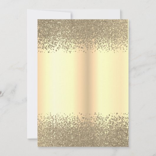 シックな金ゴールドグリッタードレス、ティアラ、ダイアモンズスウィート16 招待状 (裏面)