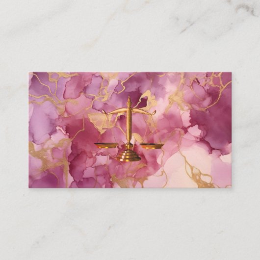 シックな金ゴールドグリッターバラ大理石弁護士名刺 名刺 (正面)