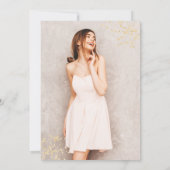 シックな金ゴールドグリッターフローラ水の色の写真Sweet 16 招待状 (裏面)