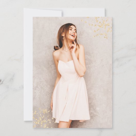 シックな金ゴールドグリッターフローラ水の色の写真Sweet 16 招待状 (裏面)