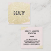 シックな金ゴールドグリッターブラシストロークライトピンク美しい スクエア名刺 (正面/裏面)