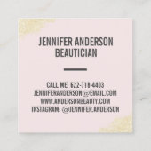 シックな金ゴールドグリッターブラシストロークライトピンク美しい スクエア名刺 (裏面)