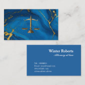 シックな金ゴールドグリッターブルー大理石の弁護士名刺 名刺 (正面/裏面)