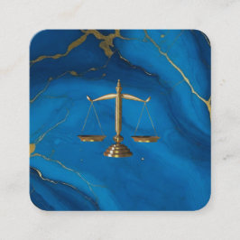 シックな金ゴールドグリッターブルー大理石弁護士 スクエア名刺