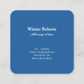 シックな金ゴールドグリッターブルー大理石弁護士 スクエア名刺 (裏面)