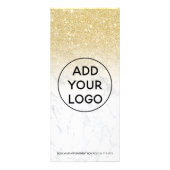 シックな金ゴールドグリッター大理石の髪メイクアップ価格 ラックカード (裏面)