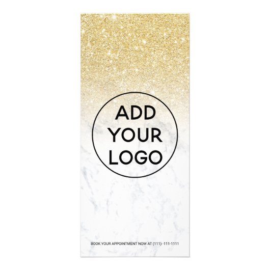 シックな金ゴールドグリッター大理石の髪メイクアップ価格 ラックカード (裏面)