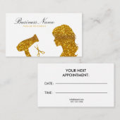 シックな金ゴールドグリッター女性美容師 予約カード (正面/裏面)