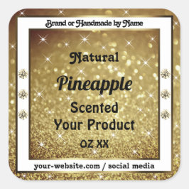 シックな金ゴールドグリッター星の製品ラベルラインストーン スクエアシール