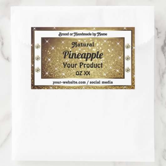 シックな金ゴールドグリッター星の製品ラベルラインストーン 長方形シール (バッグ)