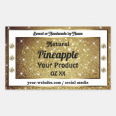 シックな金ゴールドグリッター星の製品ラベルラインストーン 長方形シール (正面)