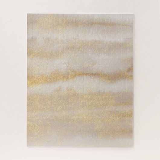 シックな金ゴールドグリッター紫色の水の色パターン ジグソーパズル (縦)