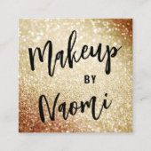 シックな金ゴールドグリッター+モダン書道スクリプト スクエア名刺 (正面)