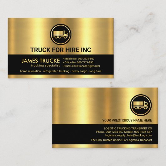 シックな金ゴールドグレーレイヤートッカー 名刺 (正面/裏面)