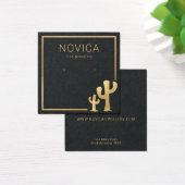 シックな金ゴールドサボテンのイヤリング表示カード (デスク)