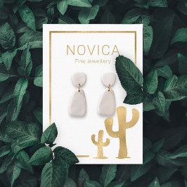 シックな金ゴールドサボテンのイヤリング表示カード 名刺