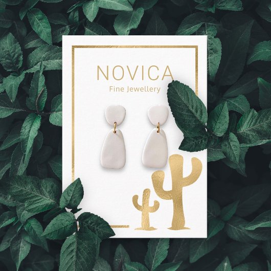 シックな金ゴールドサボテンのイヤリング表示カード 名刺