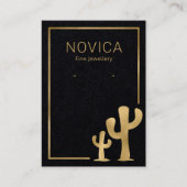 シックな金ゴールドサボテンのブラックイヤリングディスプレイカード 名刺 (正面)