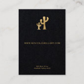 シックな金ゴールドサボテンのブラックイヤリングディスプレイカード 名刺 (裏面)