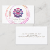 シックな金ゴールドサークルバイオレットロータスゼンストーンズ 名刺 (正面/裏面)