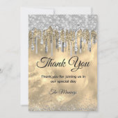 シックな金ゴールドシルバーグリッタードリップスサンキュー カード (正面)