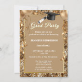 シックな金ゴールドシークンズエクセージションパーティー2025 招待状 (正面)