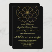 シックな金ゴールドシードの生命の神聖な幾何学結婚の 招待状 (正面/裏面)