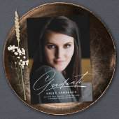 シックな金ゴールドスクリプトフォト卒業のお知らせ 招待状