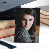 シックな金ゴールドスクリプトフォト卒業のお知らせ 招待状