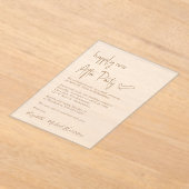 シックな金ゴールドスクリプトフロステッド結婚式のレセプション アクリル招待状 (レイダウン)